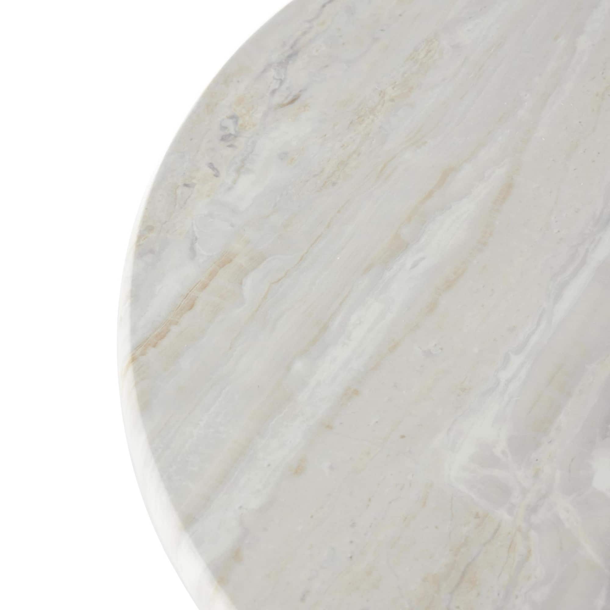 21.5" Black Metal Pedestal Accent Table with Faux White Marble Top